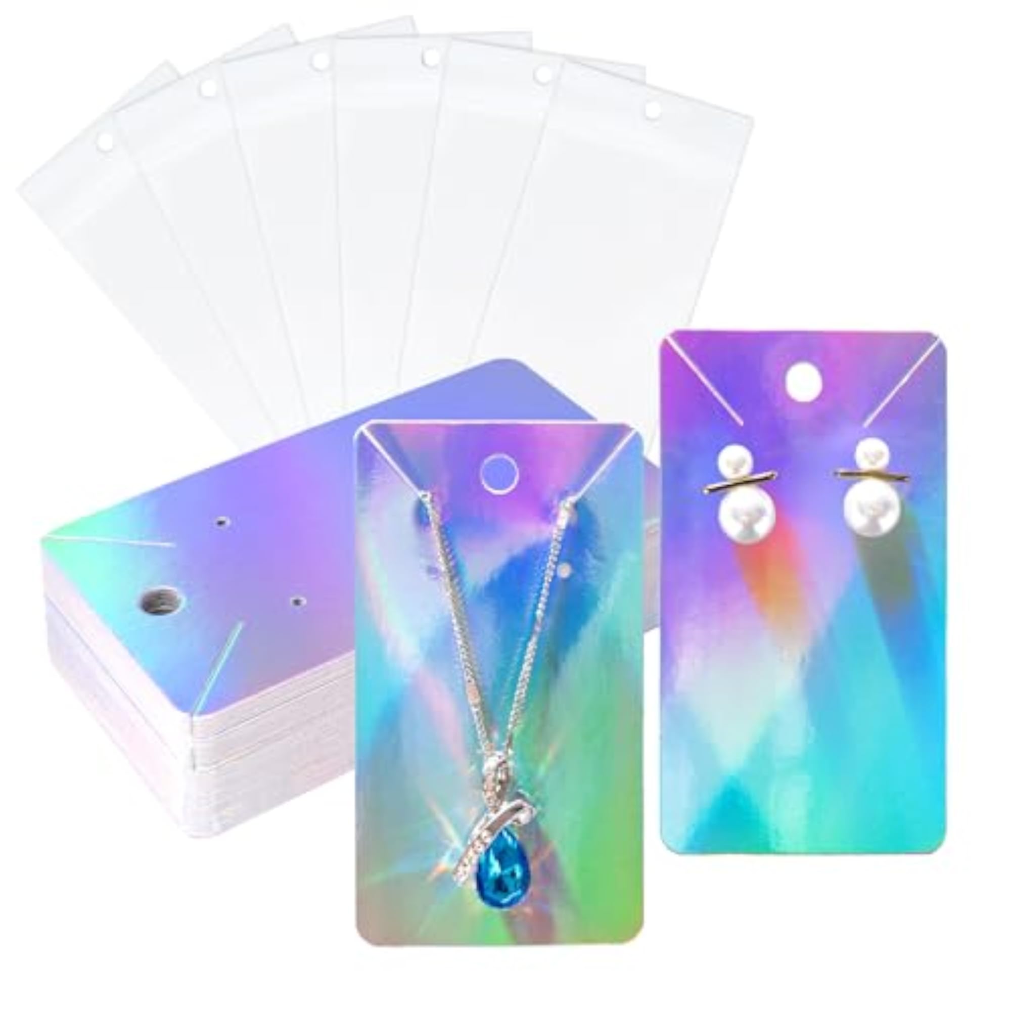 100Pcs Earring and Necklace Display Cards with Bags